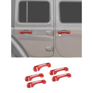 Savadicar 5-Piece Red Door Handle Cover Trim Kit for Jeep Wrangler JL JLU 4xe & Gladiator JT 2018-Present – Exterior Handle Cap Accent Accessories