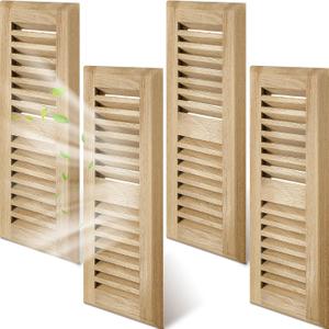 Landical 4 Pcs Red Oak Wood Floor Register Vent 4 x 10 Inch Drop in Vent Cover Wood Floor Register Surface Mount Vent, No Damper, Unfinished