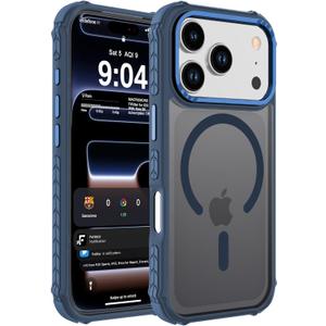 DEERLAMN Strong Magnetic Case for iPhone 17 Pro 6.3-Inch,[Compatible with Magsafe][Military Grade Drop Protection] Translucent Matte Shockproof Protective Phone Cover-Frosted Blue