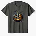 Black Pumpkin Jack O Lantern Bat Graphic for Halloween Lover T-Shirt