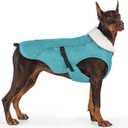 EMUST Dog Coat Winter, Waterproof Pet Snow Jacket for Winter, Adjustable Small/Medium/Large Dog Coat, Turquoise, L