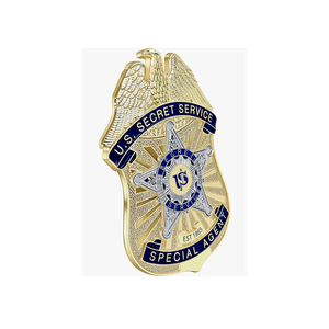 Badge for Dressing up and Role Play, Cop Cosplay Costume Accessory, Enameled & Plated, Nickel-Brass Opulent Shield Badge with Gift Box Packaging