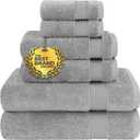 Cotton Paradise 6 Piece Towel Set 100% Cotton Soft Absorbent Turkish Towels for Bathroom 2 Bath Towels 2 Hand Towels 2 Washcloths Light Gray Towel Set