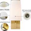 Gold Wall Sconces Set of Two Mid-Century Modern Fabric Shade Sconces Wall Lighting Indoor Brass Wall Lamp for Bedroom Hallway Living Room