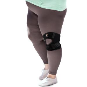 HUEGLO Plus Size Knee Brace for Women and Men Knee Pain Relief, Adjustable Patellar Tendon Support Strap Extra Large Knee Brace with Side Stabilizers for Meniscus Tear, Sports, XXX-Large Black
