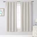 Natural Curtains for Bedroom Living Room 63 Inch Length 2 Panels Set, Soft Solid Light Filtering Thermal Insulated Window Treatments, Rod Pocket Dining Room Curtains, Natural, 40" Wx63 L