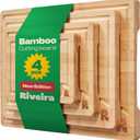 Riveira White Bamboo Wood Cutting Board  Versatile And Durable: Set Of 4 Pcs Rectangular Wooden Cutting Board  Natural Wooden Cutting Boards For Kitchen  Complete White Bamboo Wooden Chopping Board