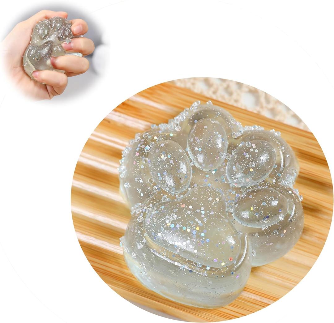 2 x Taba Squishy Cat Paw Squeeze Toys,Sensory Fidget Toy for Your Best Mellow and Chill,Birthday Gift, Squishy Toys for Adults (Blue Transparent)