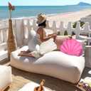 YRXRUS Outdoor Seashell Pillow, Light Blue Shell Pillows, Small 13x10 Inch Waterproof Throw Pillows for Beach Patio Furniture Garden Balcony Couch Home Decorative, Spring Summer Outdoor Gift