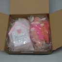 12 Pcs Wooden Valentines Day Decorations Pink Valentine House Villages Sets 4 Valentine Houses 8 Bottle Brush Trees Red Love Heart Decor for Wedding Engagement Party Tabletop Shelf Decor