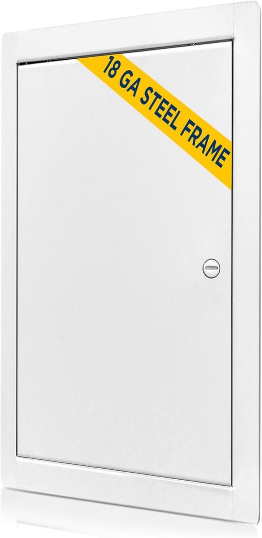 BOZZON Access Panel for Drywall 14 x 29 inch  Metal Door with Screwdriver Latch, 18 GA Steel Frame, Wall Hole Cover, Plumbing Access Door, White