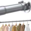 Closet Rods for Hanging Clothes, 17 to 28 Inches Stepless Adjustable Metal Closet Rod, 1.3 Inches Heavy Duty Clothes Hanging Rod for Closet Wardrobes Laundry RV, Silver