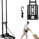 VEVOR Folding Hand Truck, 110 lbs Load Capacity, Collapsible Luggage Cart with 2 Wheels & 1 Elastic Rope, Utility Dolly Platform Cart for Airport Travel Furniture Luggage Office Moving, Black