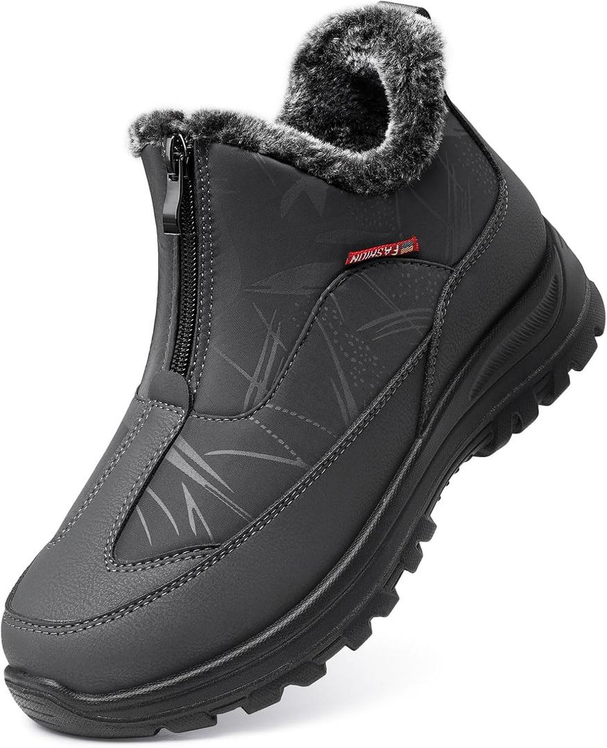 TEMOFON Winter Snow Boots for Women: Waterproof Warm Fur Lined Walking Outdoor Ankle Booties Slip on Snow Shoes Size 5-12 (7)