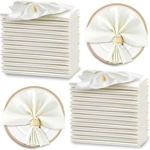 Horbaunal 30 Pack Ivory Satin Napkins 20 x 20 Inch, Square Soft Table Dinner Napkins, Silky Cloth Napkins Table Decoration for Weddings Banquets Parties