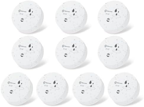 Geevon 10 Pack Water Leak Detectors, 100dB Water Sensor Alarms Flood Detector for Basements, Bathrooms, Laundry Rooms, Kitchens, Garages, and Attics, Water Alarms Battery-Operated (Battery Included)