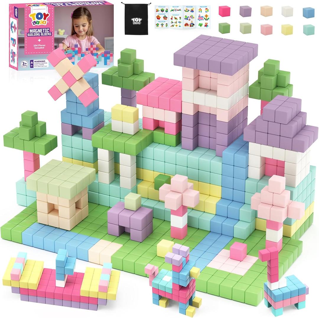 TOY Life 104 Pcs Magnetic Blocks for Kids Ages 3-5, Magnet Building Blocks for Toddlers, Magnetic Blocks for Kids Ages 4-8 Girls & Boys, Educational Learning Building Toys for Age 3 4 5 6 7 8-12