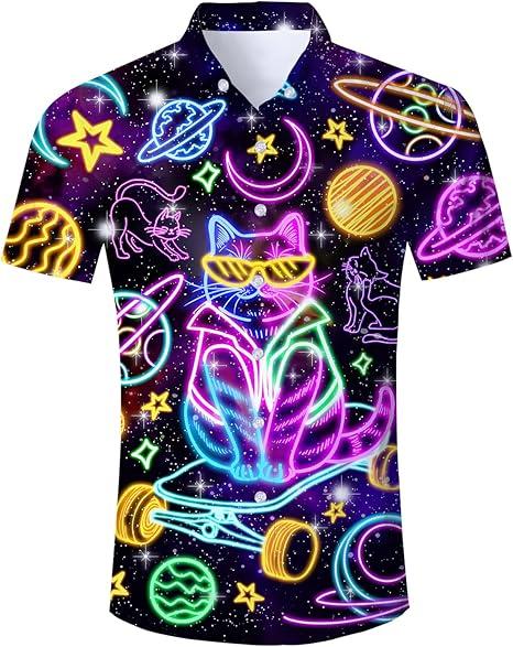 Goodstoworld Mens Novelty Hawaiian Button Down Shirts Size L