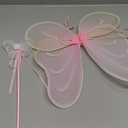 Sratte Fairy Princess Butterfly Wings Girls Kids Butterfly Costumes Set Star Wands Adults Christmas Birthday Party (Pink)