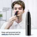ZORAMI Rechargeable Ear and Nose Hair Trimmer - 2026 Professional Painless Eyebrow & Facial Hair Trimmer for Men Women, Powerful Motor and Dual-Edge Blades for Smoother Cutting Black