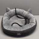 Alpcouts Heated Cat Bed for Small Size Cats, Soft & Cozy Donut Heated Pet Bed with Timer & Temp Adjustable Pet Heating Pad for Indoor Cat, Round Electric Cat Bed Heater Warmer., gray