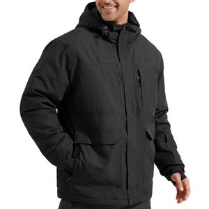 FREE SOLDIER Men's Waterproof Ski Jacket Fleece Lined Warm Winter Snow Coat with Hood Fully Taped Seams (3X-Large, Black)