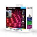 Monster 100' RGB LED Light Strip Indoor: 100ft Multicolor USB Powered Tape Lights, 540 LEDs, 4 Settings, CR2025 Battery