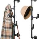MyGift Wall Mounted Industrial Black Metal Vertical Hat and Coat Rack with 3 Adjustable Arm Hooks, Entryway Organizer Coat Hooks, Set of 2