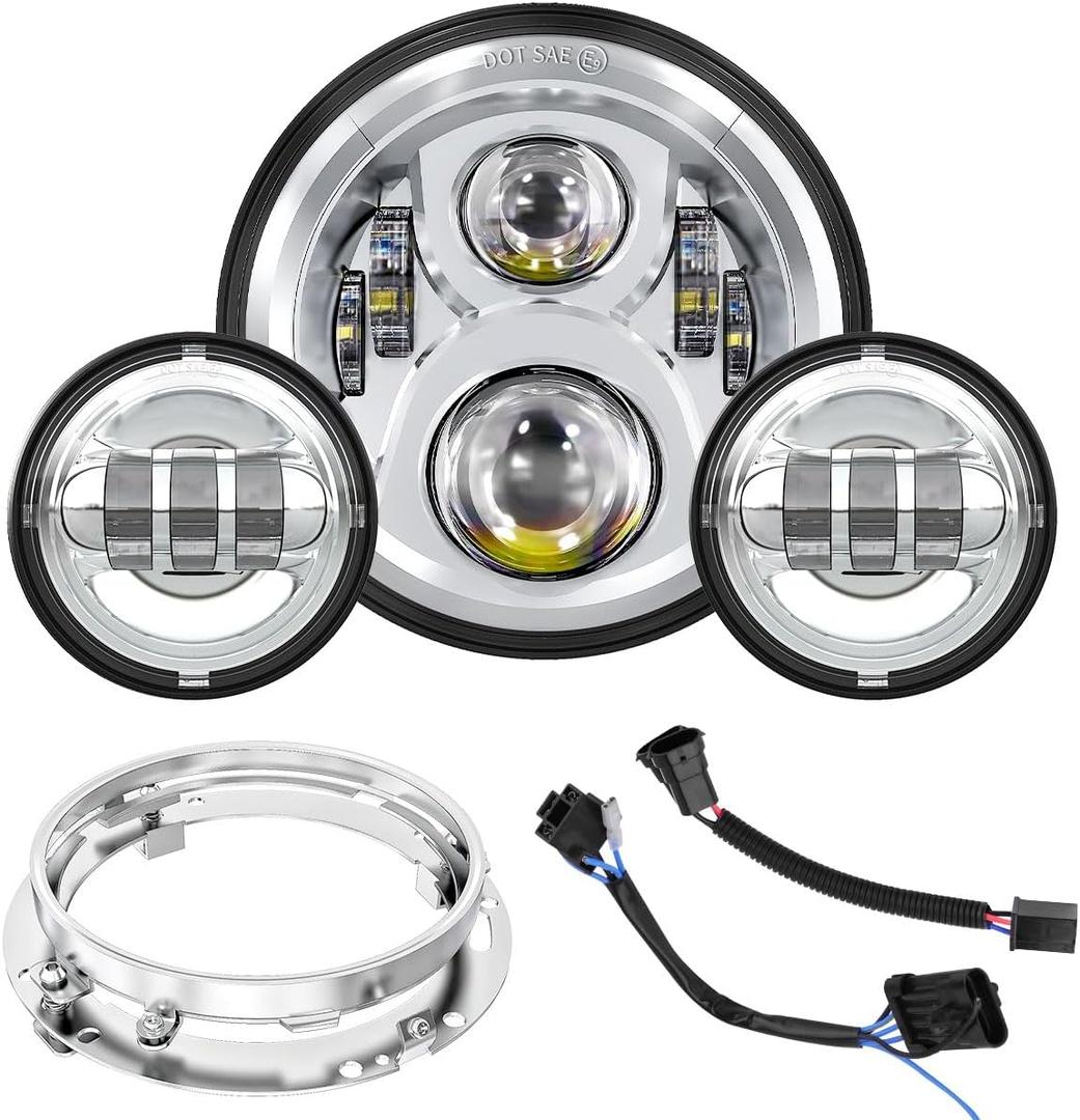 7 Inch LED Headlight Fog Passing Lights for Touring Road King Ultra Classic Electra Street Glide Tri CVO Heritage Softail Slim Deluxe Fatboy 7 Inch LED Headlight Fog Passing Lights for Touring Road King Ultra Classic Electra Street Glide Tri CVO Heritage Softail Slim Deluxe Fatboy