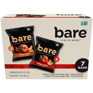 bare Baked Crunchy Apple Chips, 2 Flavor Variety, 0.53oz Snack Bags (7 Pack) Pack of 3 By 22 DEC 2026