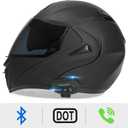 Motorcycle Bluetooth Modular Helmet, DOT Approved Dual Visor Full Face Flip up Bluetooth Integrated Motorcycle Helmets for Adults Men Women L