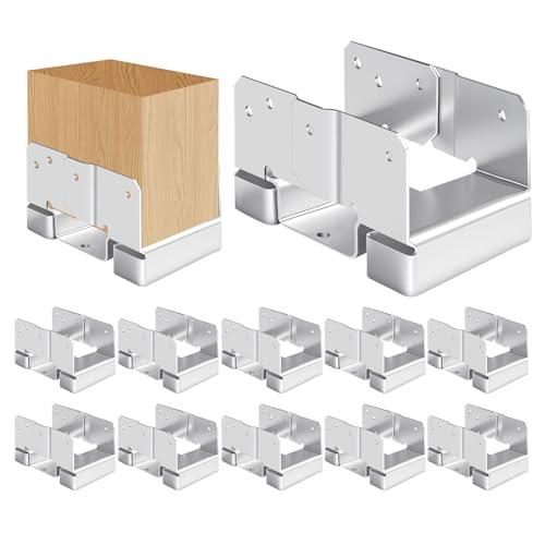 DEWHONETE 10Pcs 4x6 Post Base Brackets Fit for Concrete Deck Fence Post Anchor Base Holder Kit -Sliver