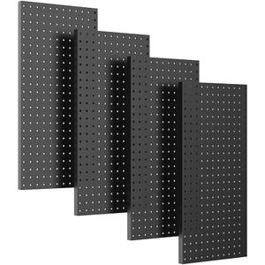 Ultrawall 4 Pcs Metal Pegboard Wall Panels, Peg Boards for Garage Tool Storage (4PC, Black)
