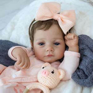 SCOM Realistic Reborn Baby Dolls - 18 Inch Lifelike Newborn Baby Dolls Adorable Girl, Real Life Baby Doll with Accessories, Soft Baby Doll Reborn Gift for 3+ Yrs Kids, Birthday Gift