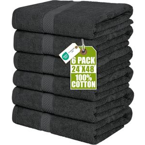 Utopia Towels 6 Pack Medium Bath Towel Set, 24 by 48 Inches, 500 GSM 100% Ring Spun Cotton, Lightweight and Highly Absorbent Quick Drying Premium Towels for Hotel, Spa and Bathroom, Grey
