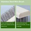Stainless Steel Wire Brush with Long Handle Deck Broom Brush Floor Scrubber Brush for Cleaning Outdoor Broom for Moss, Tough Stains on Concrete, Grout, Garden, Garage, Patio, Swimming Pool