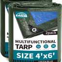 TARPAL 4x6 Feet Green Tarp Waterproof (2 Pack) Small tarps Multipurpose Protective Cover All Purpose Poly Tarps Cover for Firewood Outdoor Furniture etc