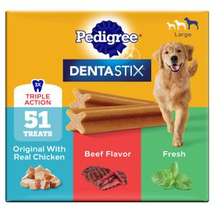 Pedigree Dentastix Large Dog Treats, Original, Beef & Fresh, 2.73 lb. Variety Pack (51 Treats Total) BB 05/2027