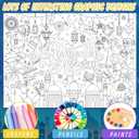 3 x HOWAF Ramadan Mubarak Coloring Poster with 24 (12 Colors) Paint Pens, Eid Mubarak Coloring Poster Banner for Eid Party Decoration Supplies, Ramadan Kareem Party Decor Table Cover Banner