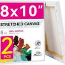 PHOENIX 8x10 Inch Pack of 2 Canvas - Stretched Canvases for Painting, 8 Oz Triple Primed 5/8 Inch Profile 100% Cotton White Blank Framed Canvas for Oil Acrylic & Pouring Art