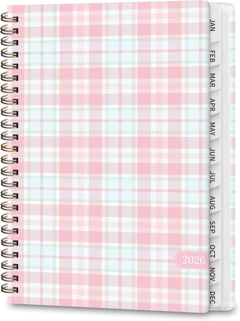 2 x 2026 Planner, Weekly and Monthly Calendar Planning Book, Jan 2026 - Dec 2026, Academic Agenda Book, Desk Accessories for Home, Office and School Supplies - A5 (6.3'' x 8.5'') (Pastel Plaid)