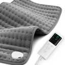 Moist Dry Heat Options, XL Electric Heating Pads, 9 Heat Settings, Machine Washable, Auto-Off (Gray)