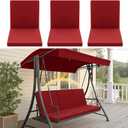 Sintuff 3 Seat Outdoor Porch Swing Cushions, Water-Resistant Swing Cushions Replacement with Anti-Slip Design, Porch Bench Cushion Liner and Cover 2 in 1 for Patio Garden, Chair Not Include(Red)