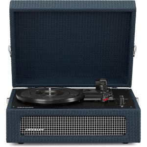 Crosley CR8017B-NY Voyager Vintage Portable Vinyl Record Player Turntable with Bluetooth in/Out and Built-in Speakers, Navy