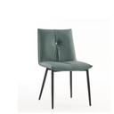 YOUTASTE Mid Century Modern Vanity Bench Set of 2 Upholstered Leather Side Chairs with Metal Legs for Kitchen, Living Room, Bedroom, Grayish Green