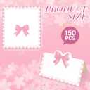 150 Pcs Pink Bow Place Cards Pink Gingham Party Decoration 3.5 x 2" Coquette Tented Name Cards with Scalloped Edge Cute Blank Seating Card for Baby Shower Birthday Wedding Party Table Setting Supplies