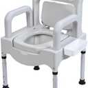 Commode Drop Arm Portable Toilet Bedside Commode