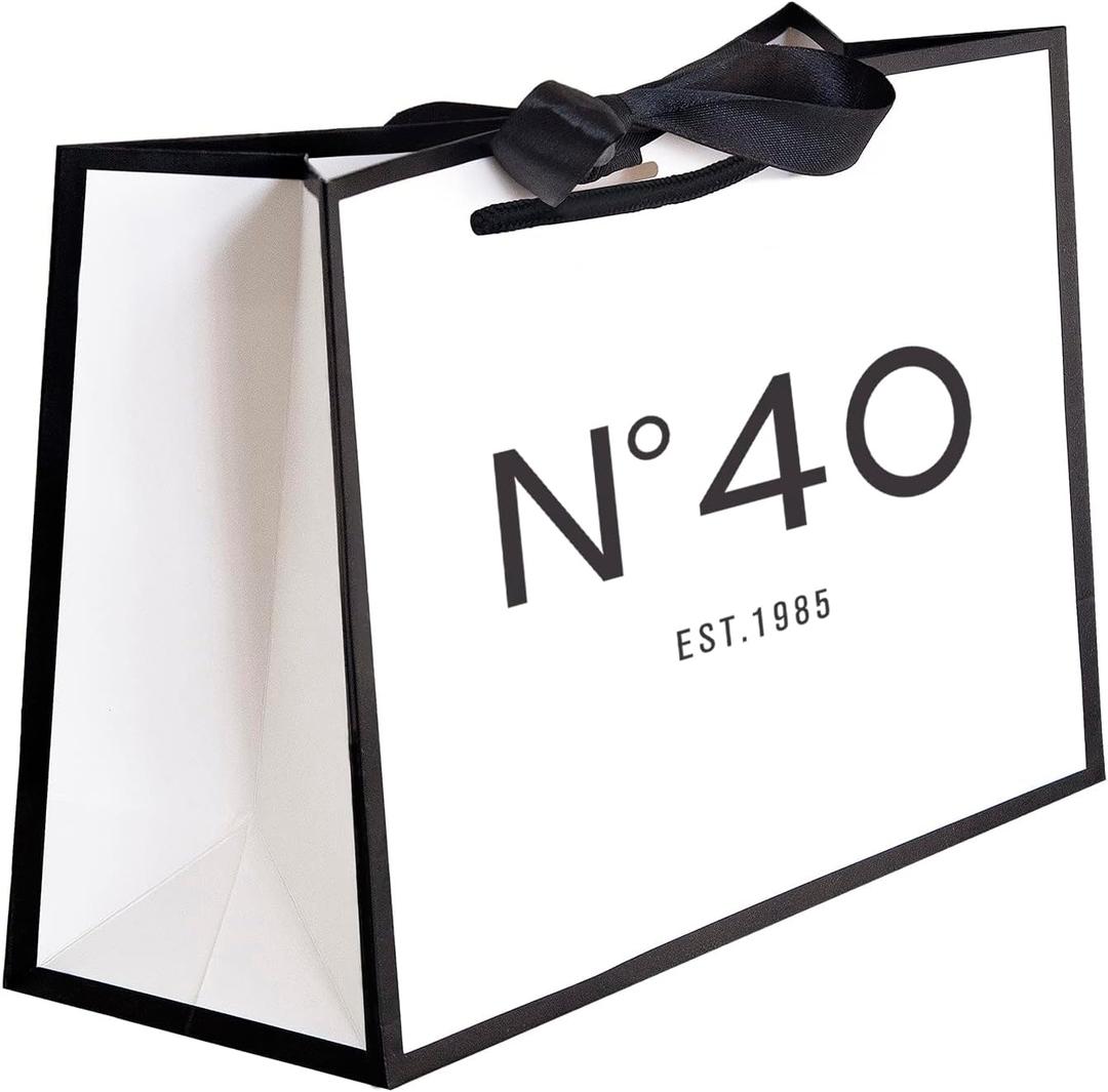 QLSKO 40th Birthday Keepsake Gift Paper Bag for Her Anniversary Party Present Shopping Tote Bags Women 40 Year Old Decorations Idea 