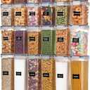 Airtight Food Storage Containers with Lids, Vtopmart 24 pcs Plastic Kitchen and Pantry Organization Canisters for Cereal, Dry Food, Flour and Sugar, BPA Free, Includes 24 LabelsBlack