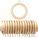 100 Pieces 2.5 Inch Wooden Drapery Curtain Rod Rings for 1.5 inch Rod Pole, 1.75 INCH Inner Dia, Natural Beech Wood (100, 1.75 INCH Inner Dia)